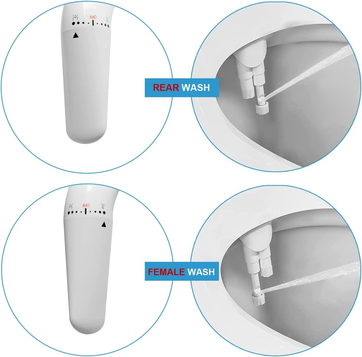 Ultra-Slim White Non-Electric Dual Nozzle Bidet Attachment