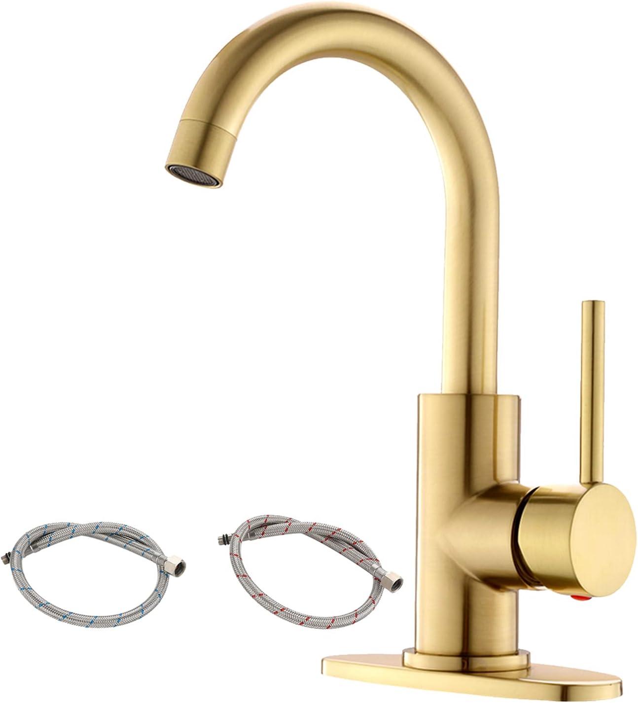 Brushed Gold Stainless Steel Single Handle Bar Faucet