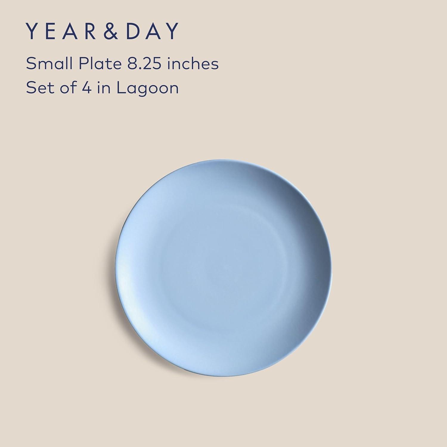 Lagoon Blue Ceramic 8.25" Salad and Dessert Plates, Set of 4