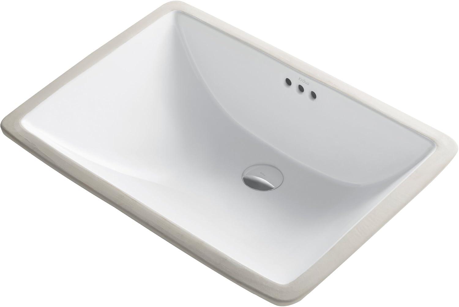 Elavo White Ceramic Rectangular Undermount Bathroom Sink