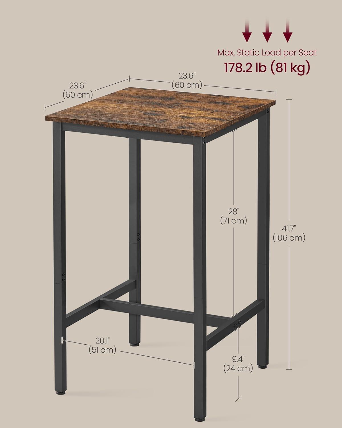 Rustic Brown and Black Industrial Bar Height Table