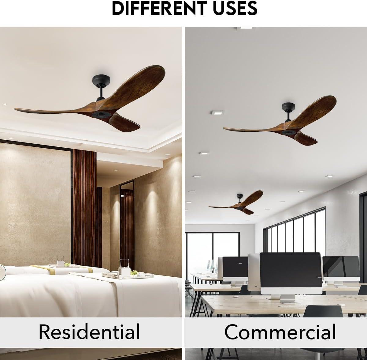 Midnight Black and Dark Walnut 60-Inch Smart Ceiling Fan