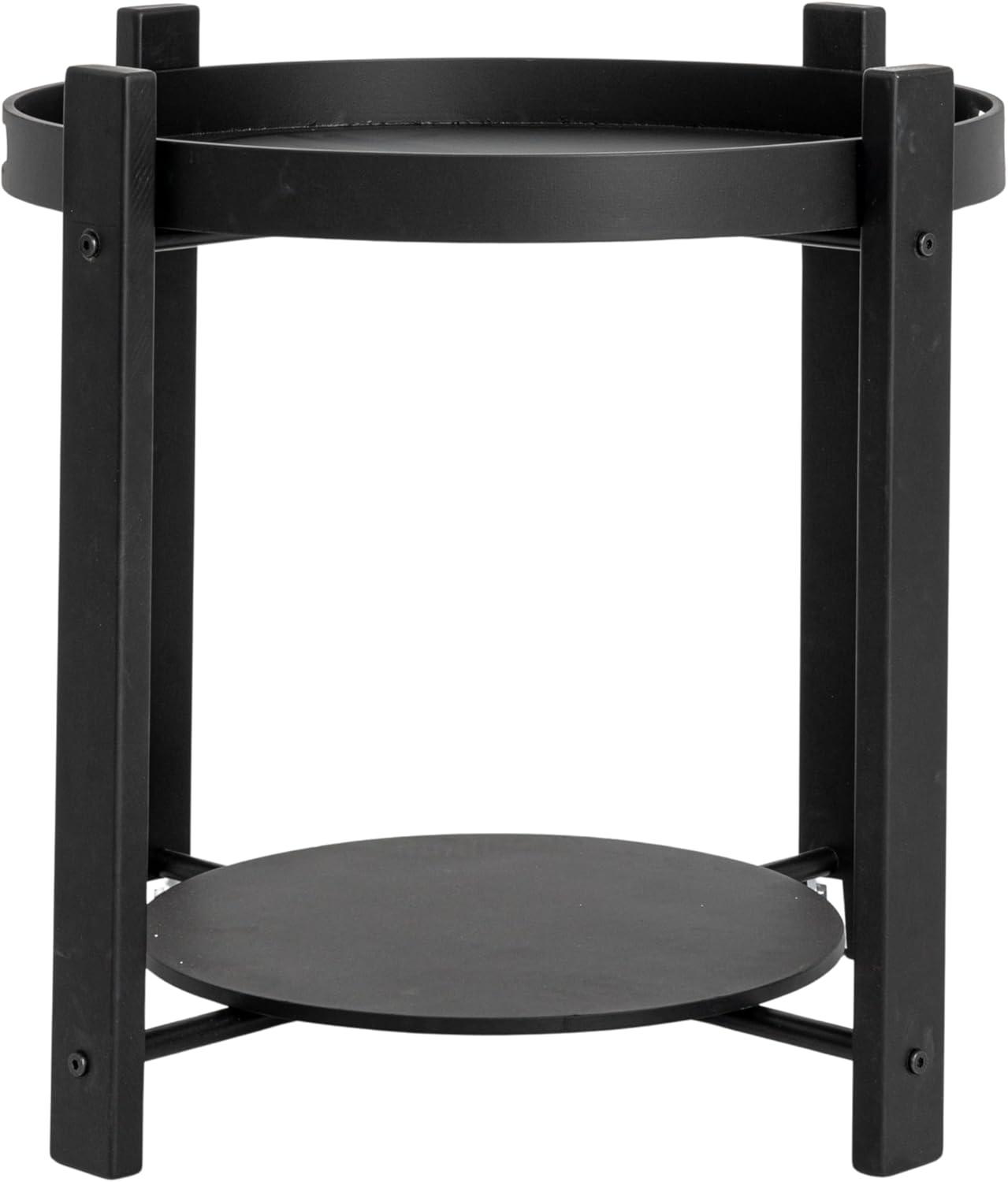 Round Black Fir Wood and Metal Tray Table