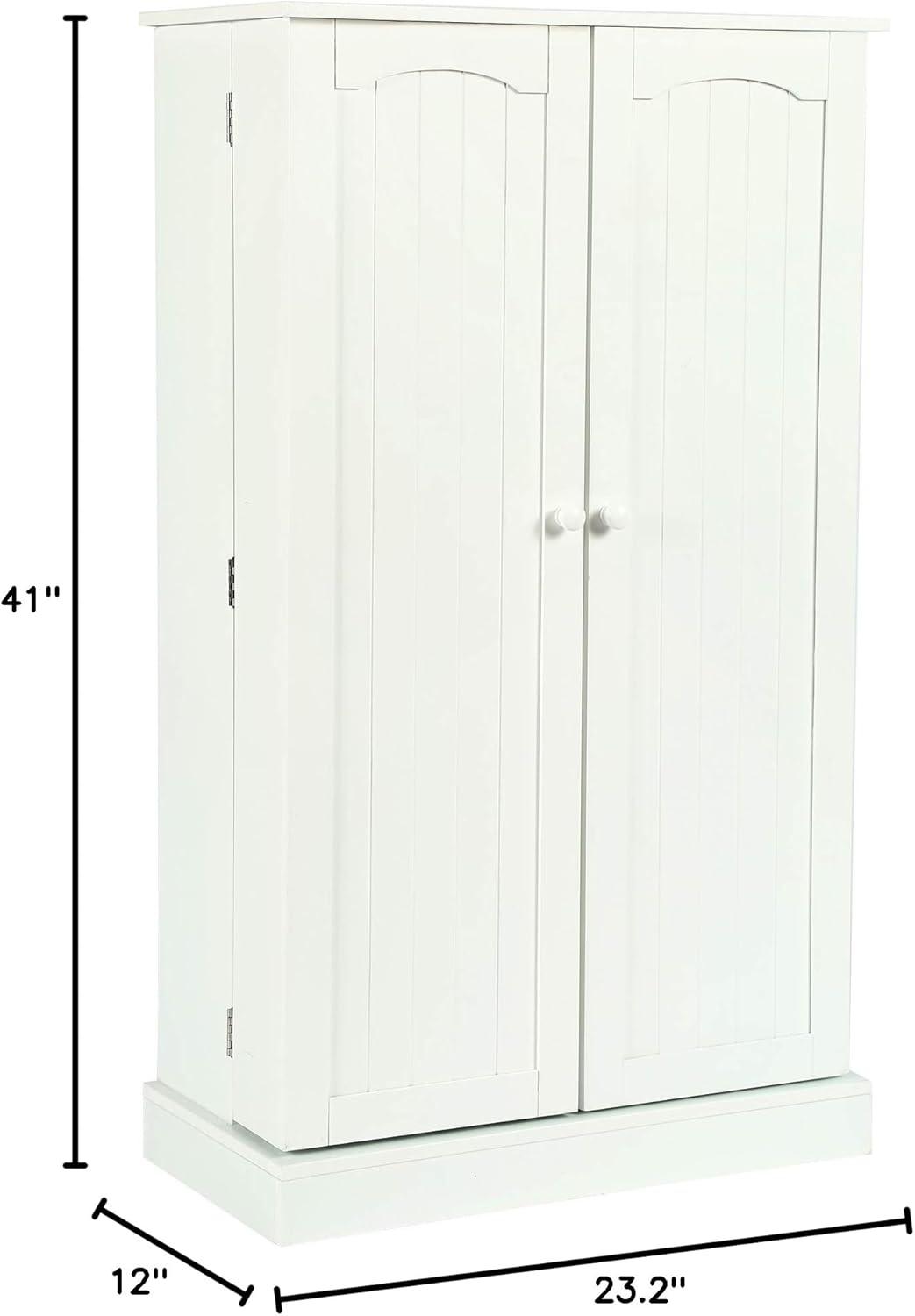 HOMCOM 41" Modern Kitchen Pantry Freestanding Storage Cabinet with Double Doors Adjustable Shelves for Living Room - White