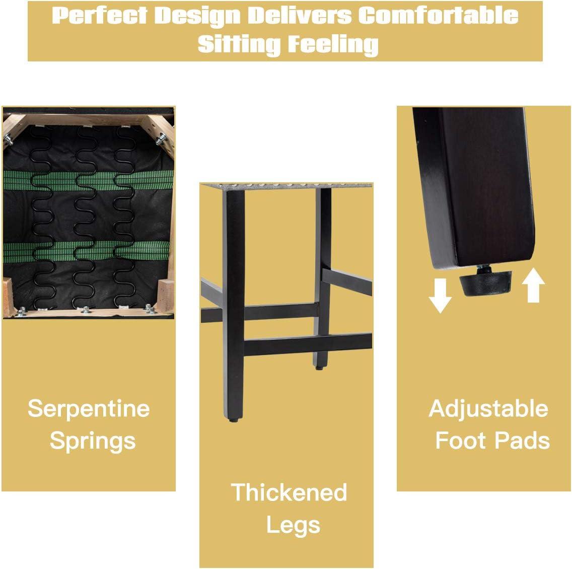 GOTMINSI Counter Height Bar Stool, Classic Upholstered 24 Inches Counter Height Stools Set of 4 barstools with Solid Wood Legs and Grey Fabric