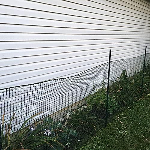 BOEN Garden Fence Temporary Barrier Outdoor Fence for Dog, Rabbit or Deer, Garden Netting Plastic Mesh Plant Protection (40" x 25', Black)