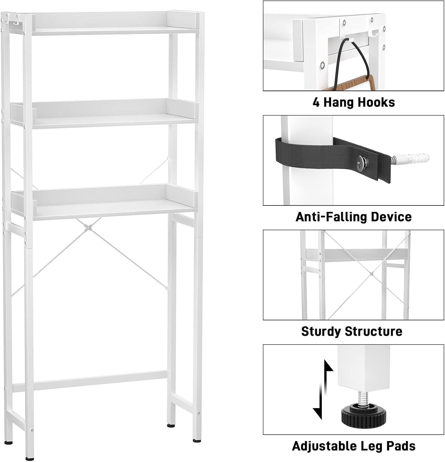 Lorelia Over The Toilet Storage Shelf 3-Tier Bathroom Shelves Over Toilet Shelves White