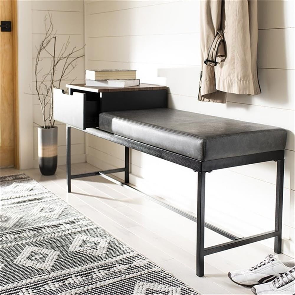 Maruka Bench with Storage - Brown/Grey - Safavieh