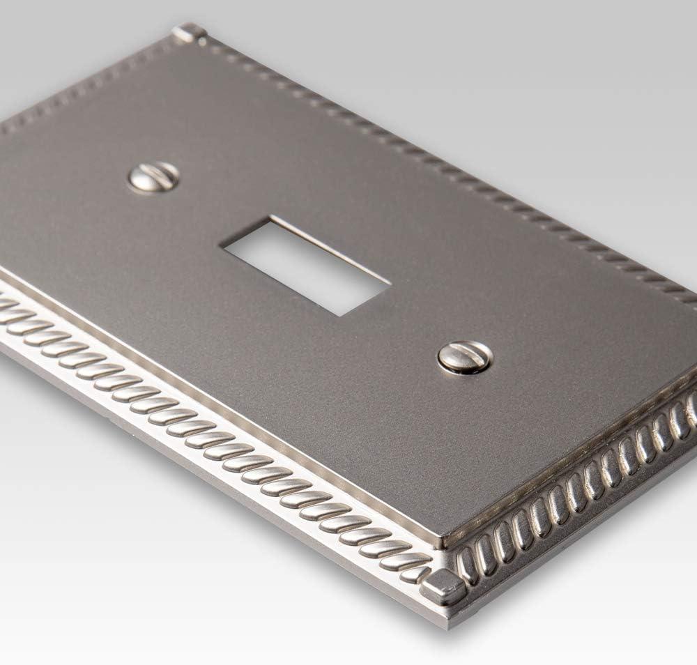 Georgian Satin Nickel Triple Rocker Cast Metal Wallplate