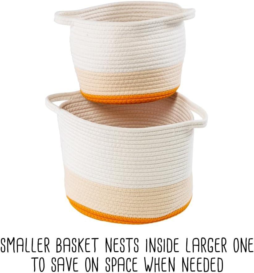 Honey Can Do Nesting Cotton Rope Storage Basket Set, Yellow Ombré