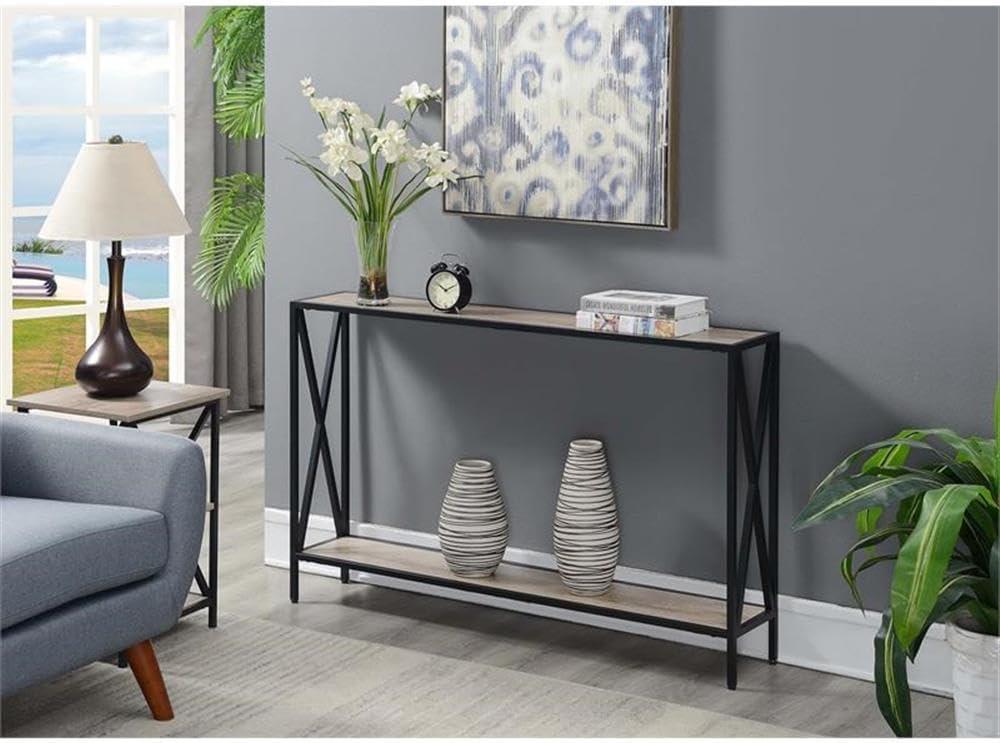 Convenience Concepts Tucson Console Table with Shelf, Sandstone/Black