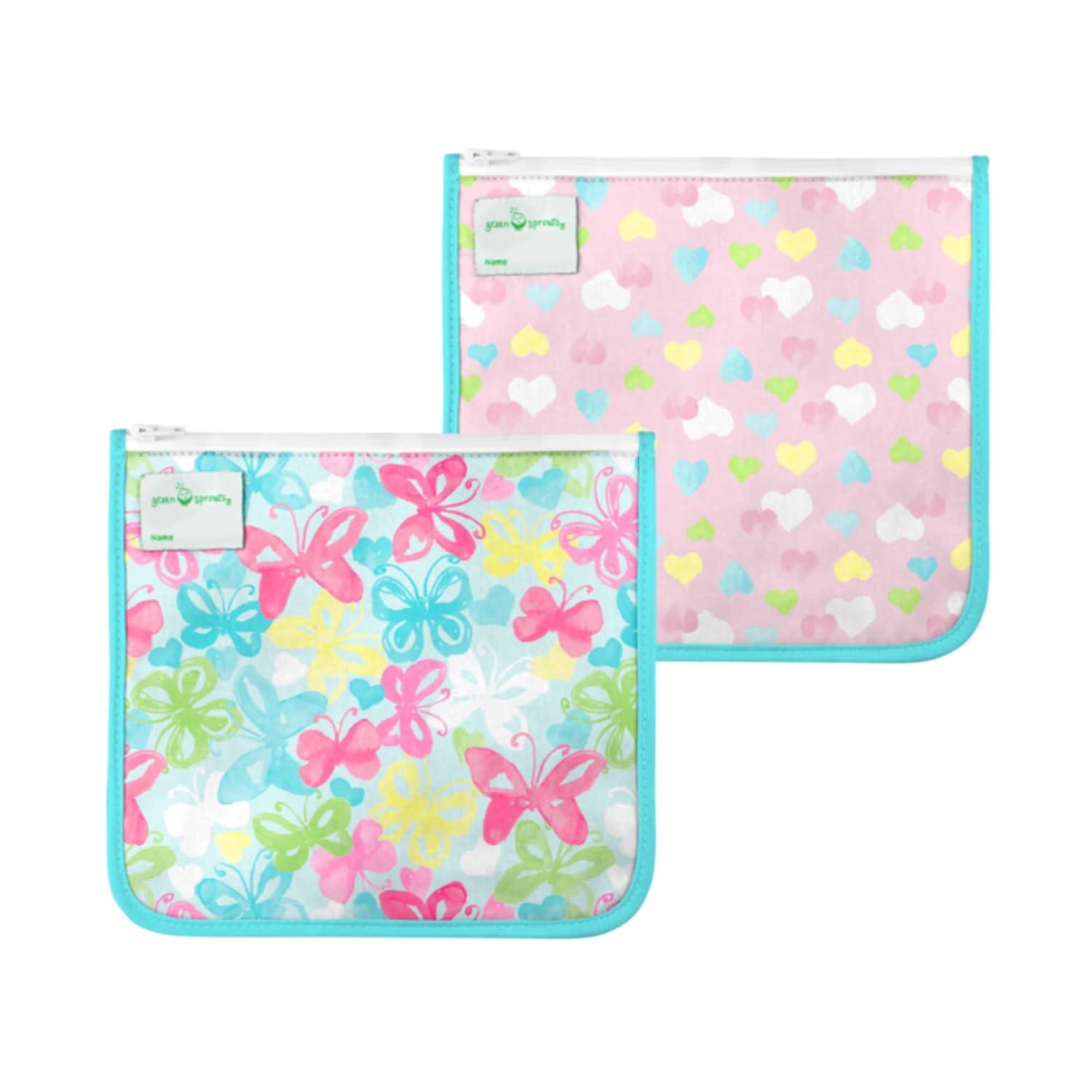 green sprouts Reusable Insulated Sandwich Bags (2 Pack) | Holds Food, Utensils, Wipes & More | Keeps Food Fresh | Food-Safe, Waterproof, Easy-Clean Material