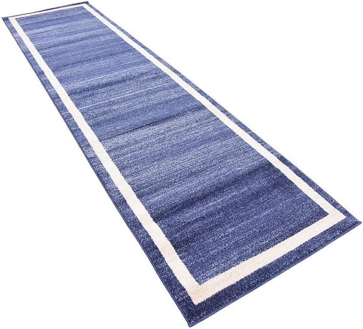 Unique Loom Del Mar Collection Area Rug - Maria (2' 7" x 10' Runner Navy Blue/Ivory)