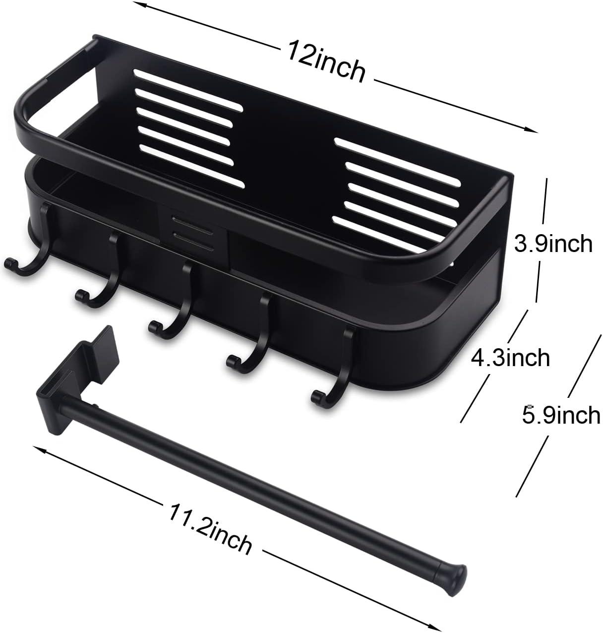 Black Magnetic Aluminum Grill Caddy with Hooks