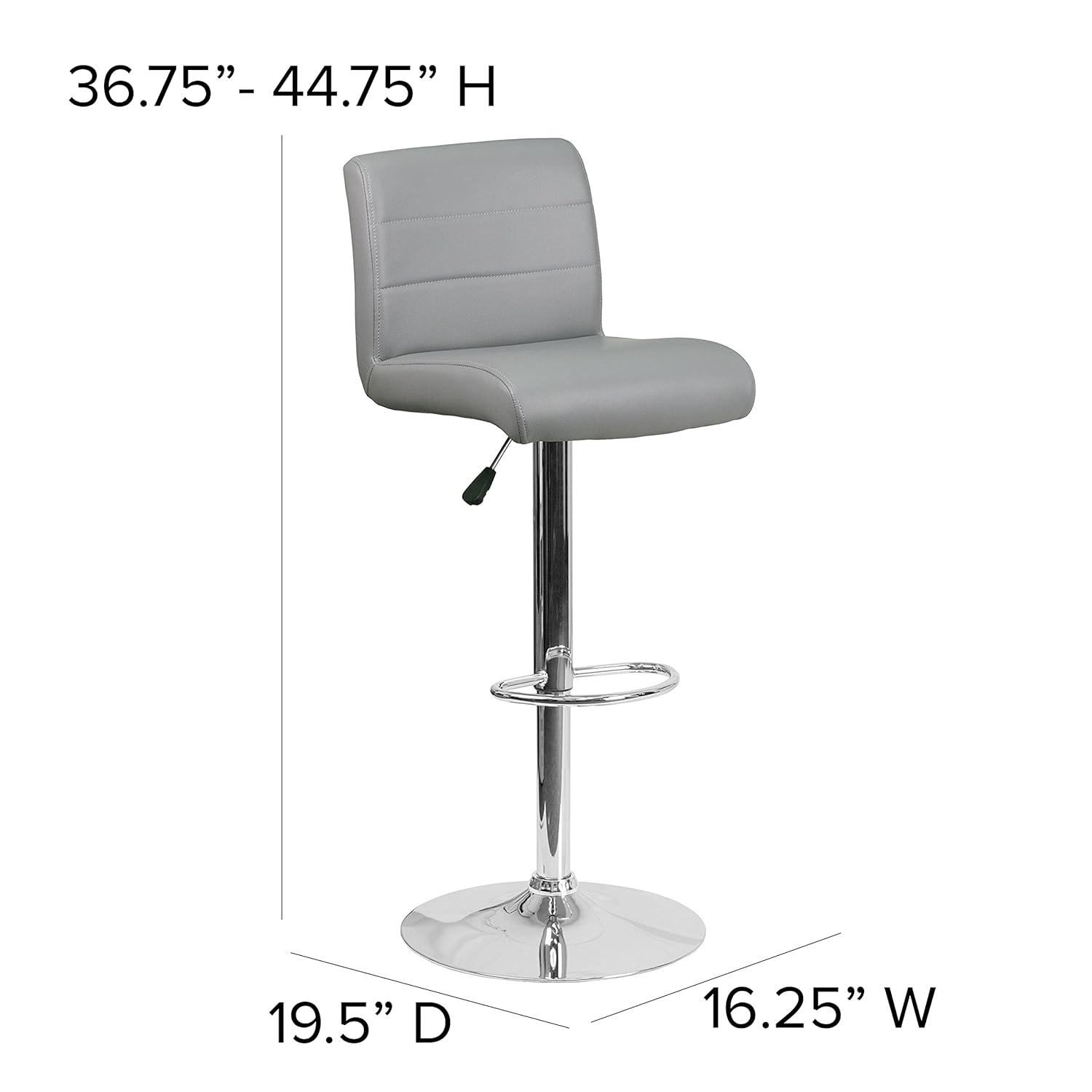 Flash Furniture Contemporary Vinyl Adjustable Height Barstool with Rolled Seat and Chrome Base