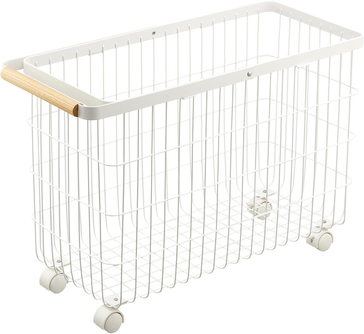 Yamazaki Home Rolling Basket (14.8" H) - Steel, Steel, 9.2 Gallons, 35L, Holds 11 Lbs