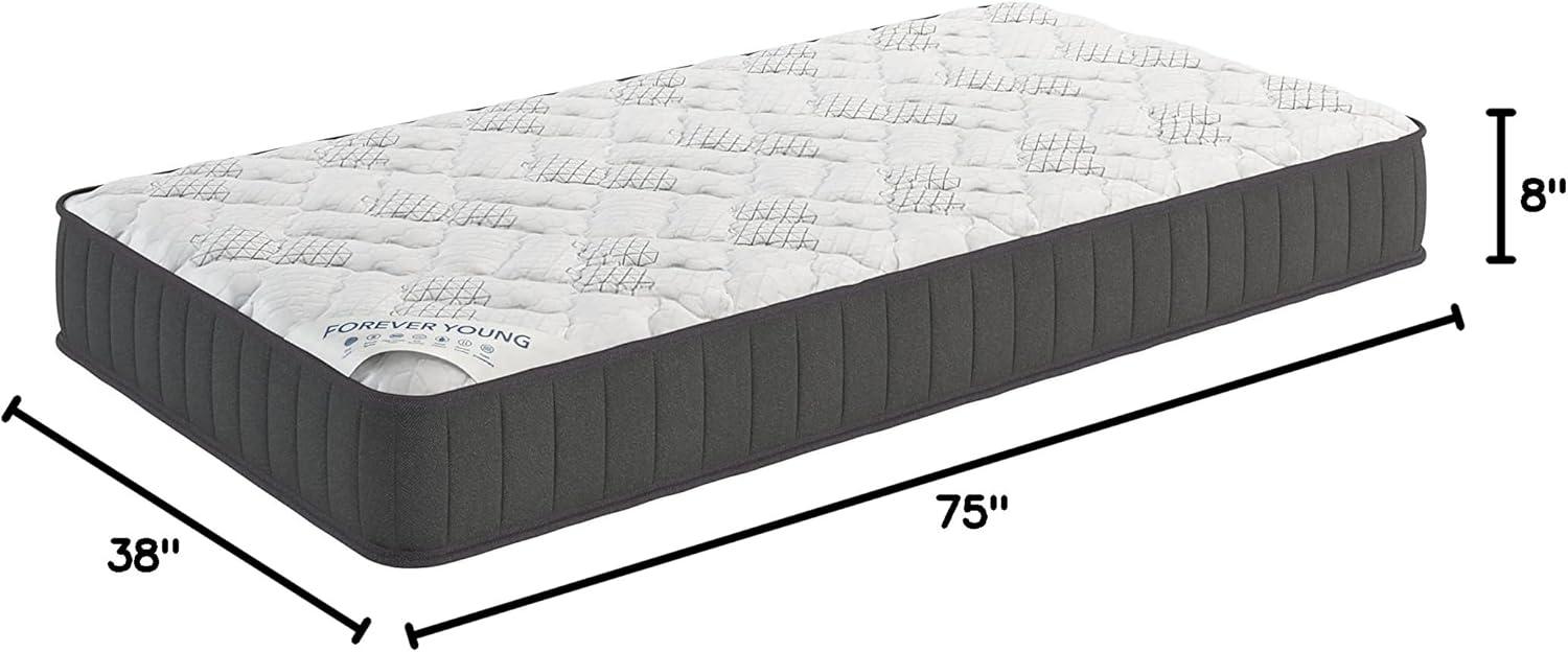 Twin 8-Inch Gray and White Innerspring Gel Memory Foam Mattress