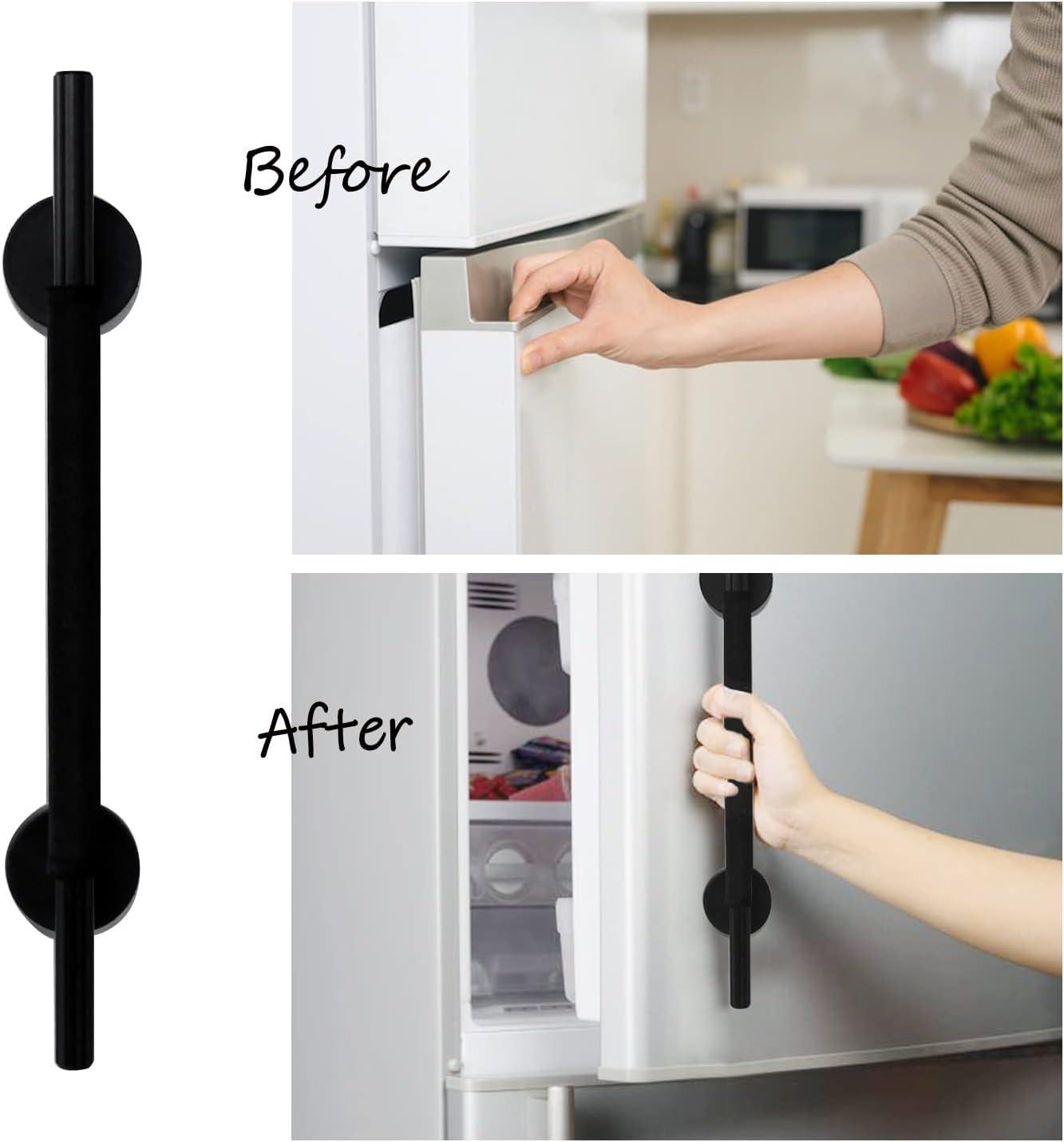 Magnetic Refrigerator Door Handle with Cover, Fridge Pull Handle Replacement Keep Appliance Clean from Fingerprints Liquid Oil Food Stain for Metal Machine Door - 1Pack Black