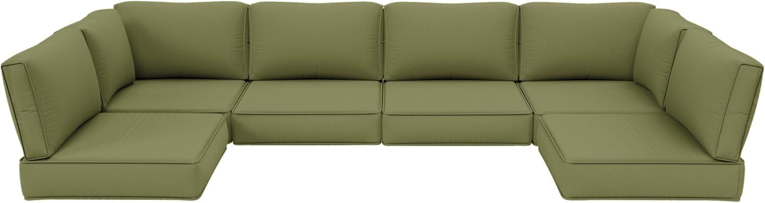 Kimunuk 14 Piece Outdoor Furniture Replacement Cushions, 5" Foam Foam High-Density, Fits 6-Seat Sectional Rattan Conversation Set, Patio Water-Resistant Sofa Cushions, Light Grey