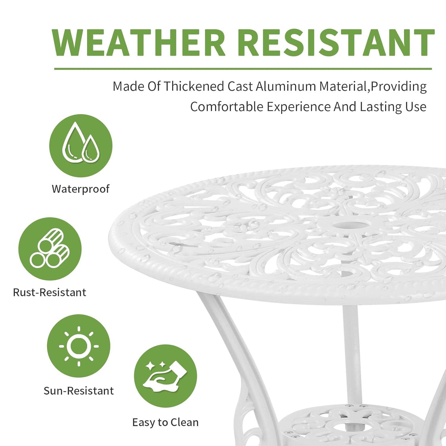 SunnyDaze Decor 2 - Person Metal Patio Dining Set with Round Table