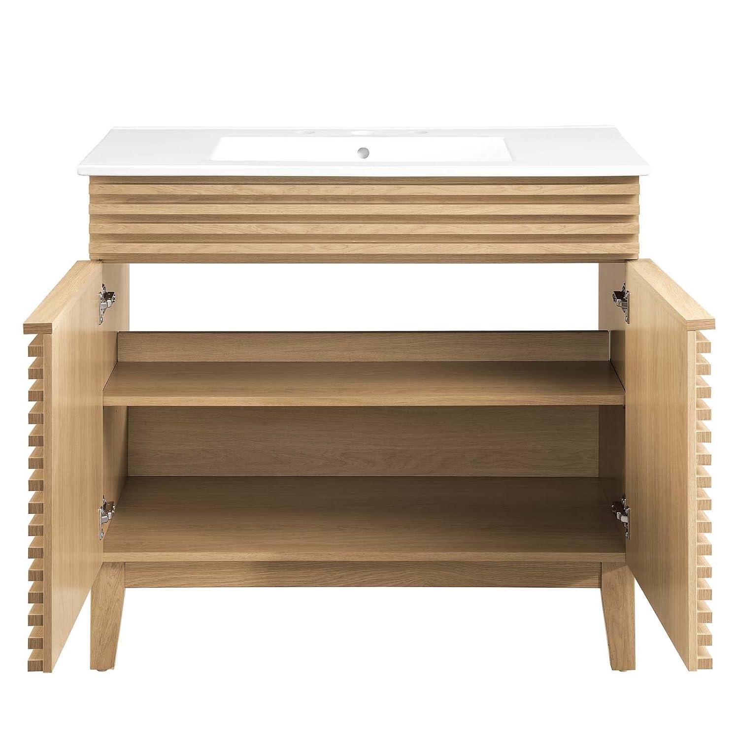 Modway Render 36" Bathroom Vanity in Oak White