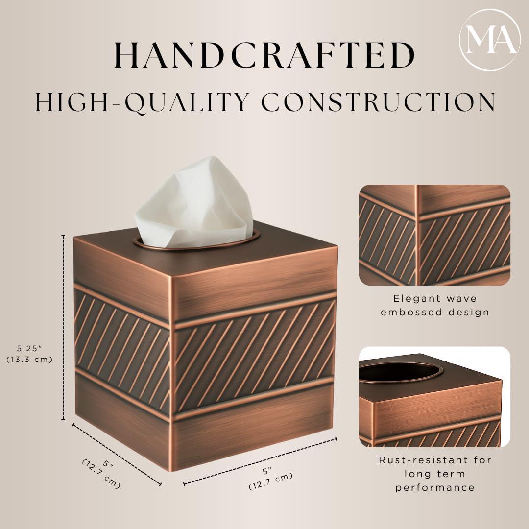 Monarch Abode Geometric Embossed Metal Tissue Box Cover