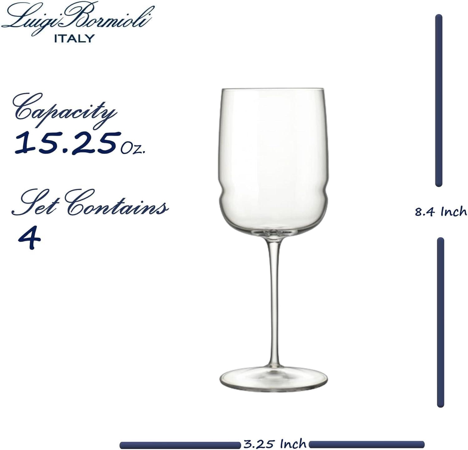 Luigi Bormioli Grandioso Chardonnay 15.25 oz. Wineglass, Set of 4, Titanium Reinforced Stem, Made of SON-hyx Crystal, Made in Italy