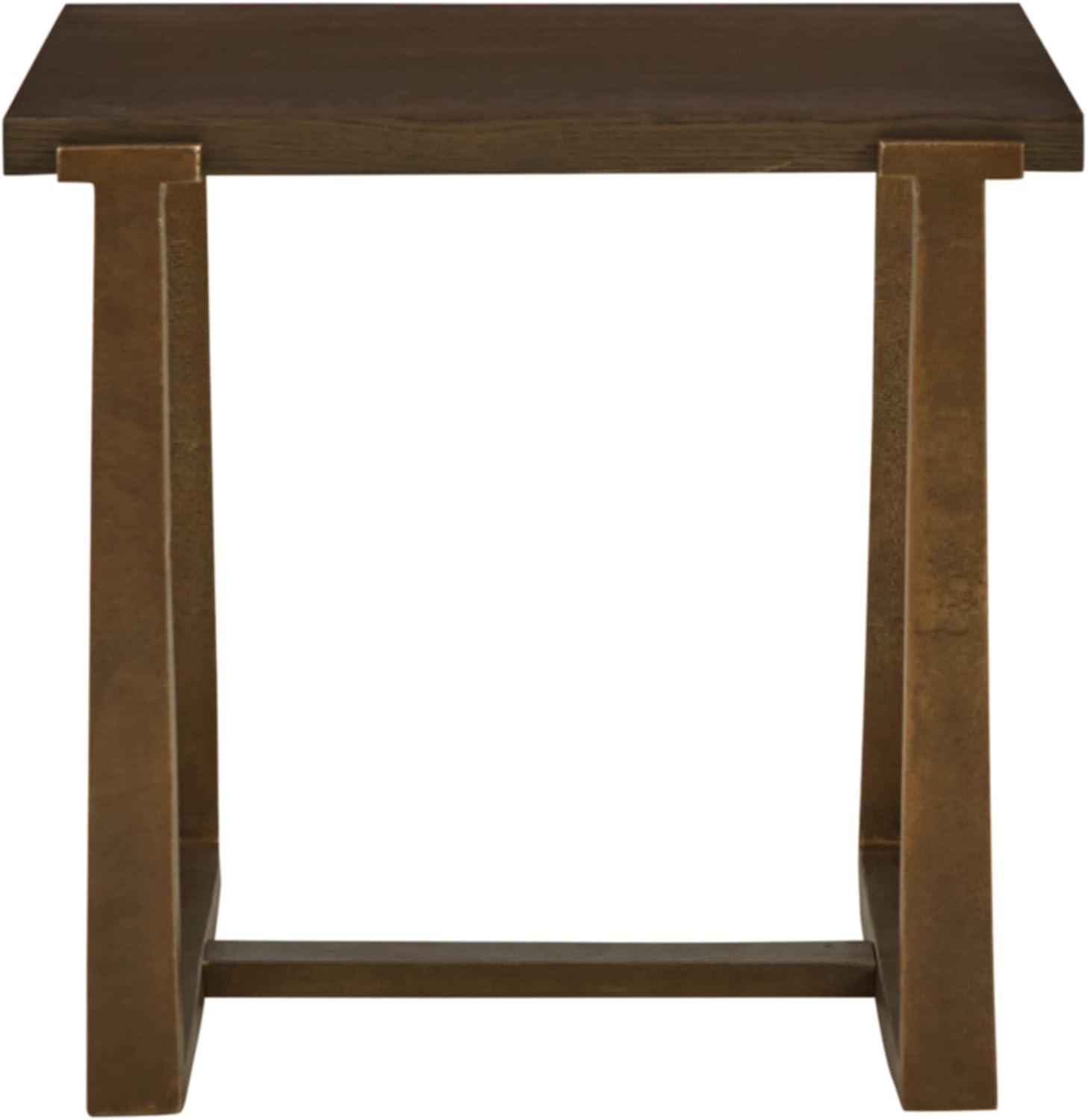 Balintmore Contemporary 22" Rectangular End Table in Brown and Gold