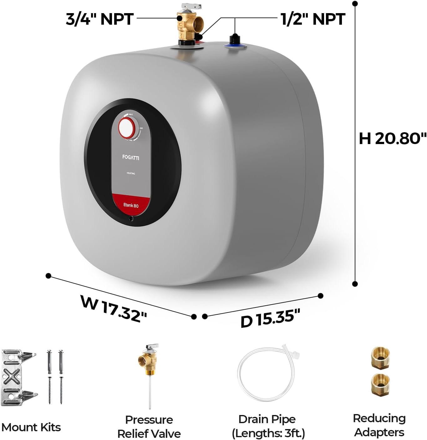 FOGATTI 4 Gallon 120V 1440W Electric Mini Tank Water Heater