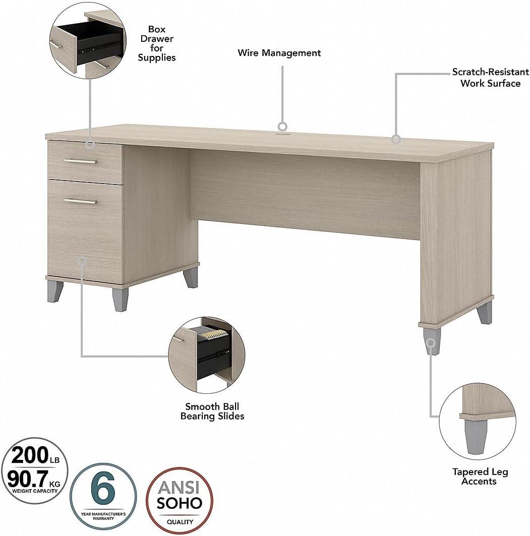 Bush Furniture Somerset 72" Sit to Stand L Desk, Sand Oak