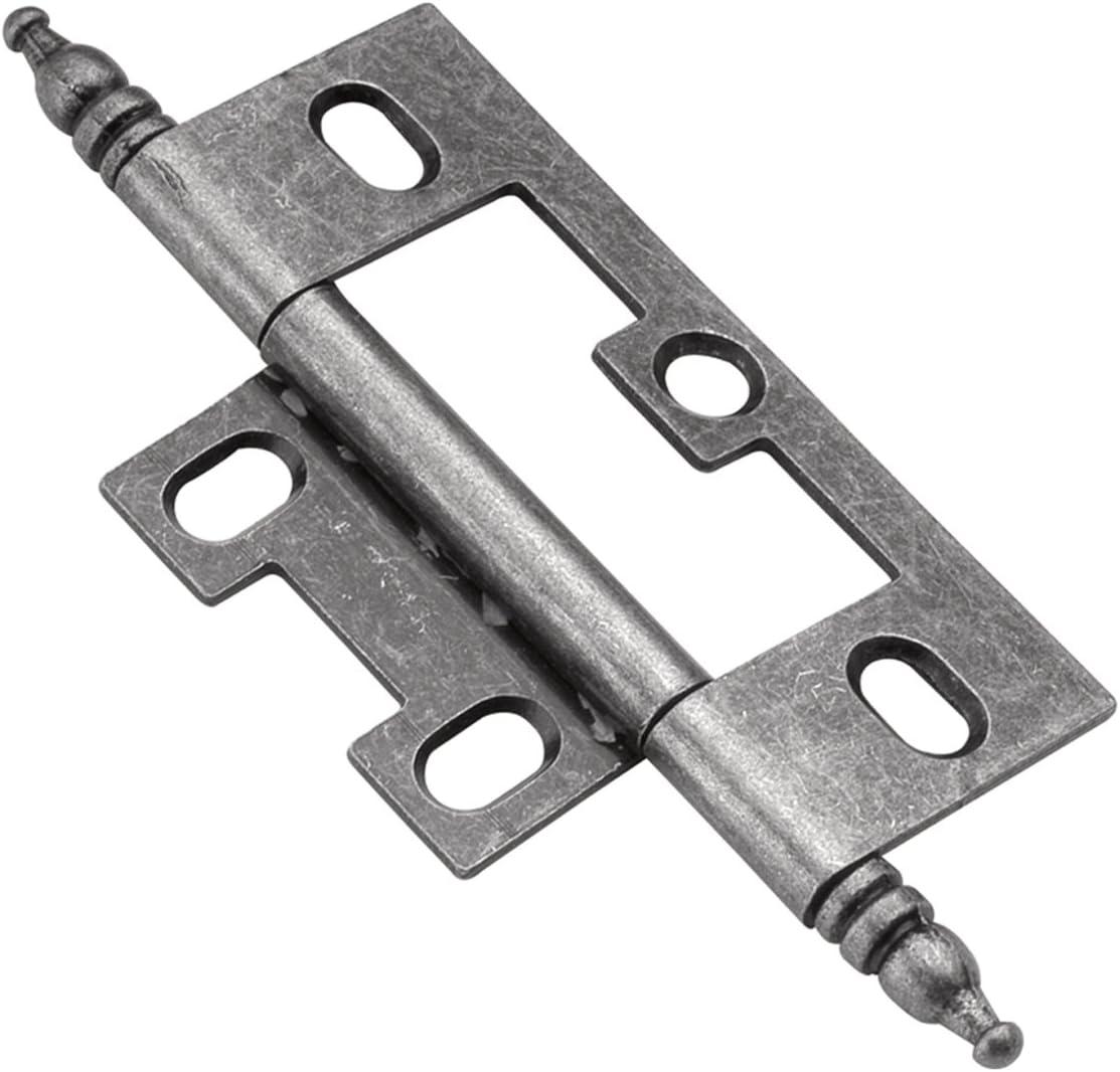 Silver Medallion Self Mortise Cabinet Hinges, 2-Pack