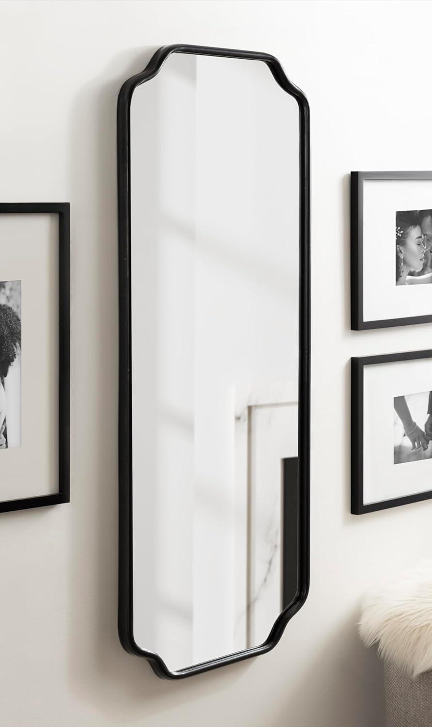 Kate & Laurel All Things Decor 18"x48" Plumley Framed Wall Mirror Black: Scallop Corner, Wall Mount