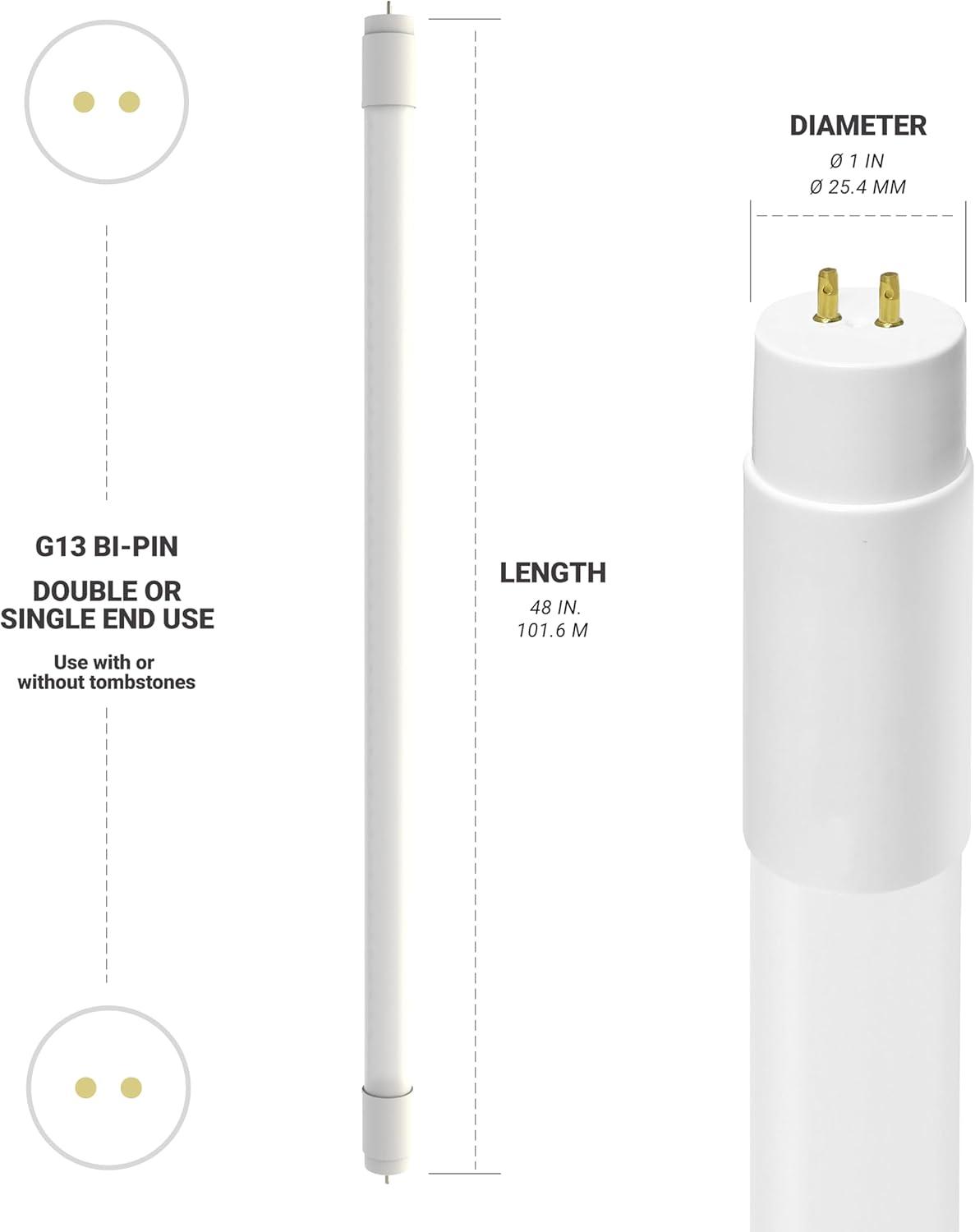 NuWatt 4FT T8 LED Tube Lights A&B Hybrid 3000K warm White, 18W Plug & Play or Ballast Bypass,G5 30PK