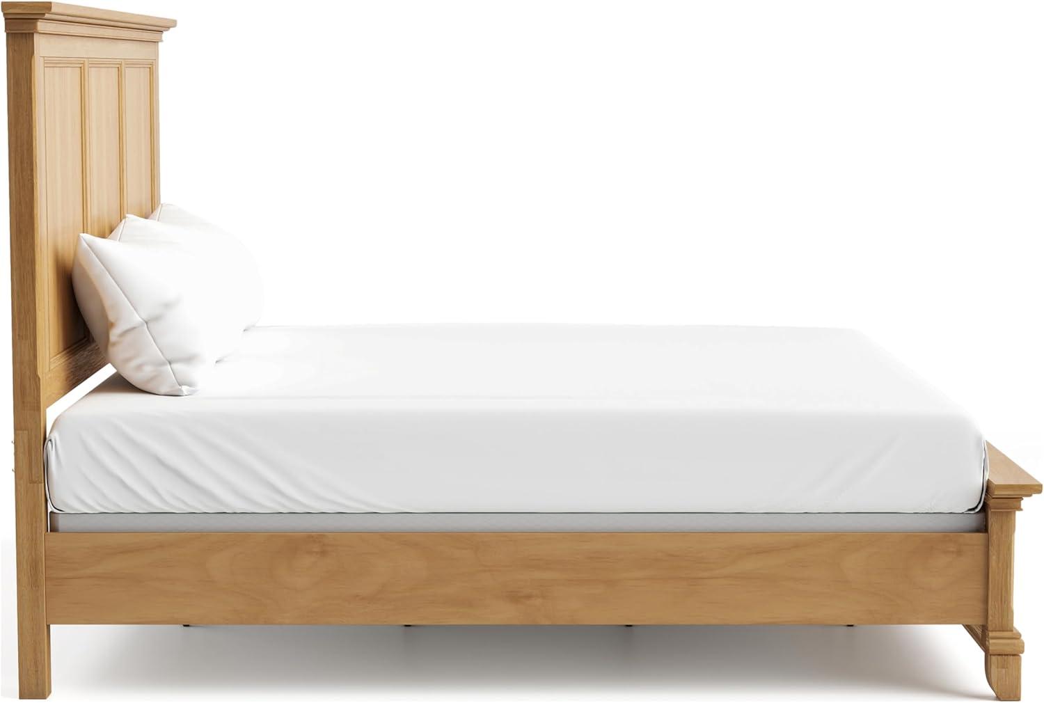 Furniture of America Stratford Solid Wood Queen Panel Bed, Natural Oak