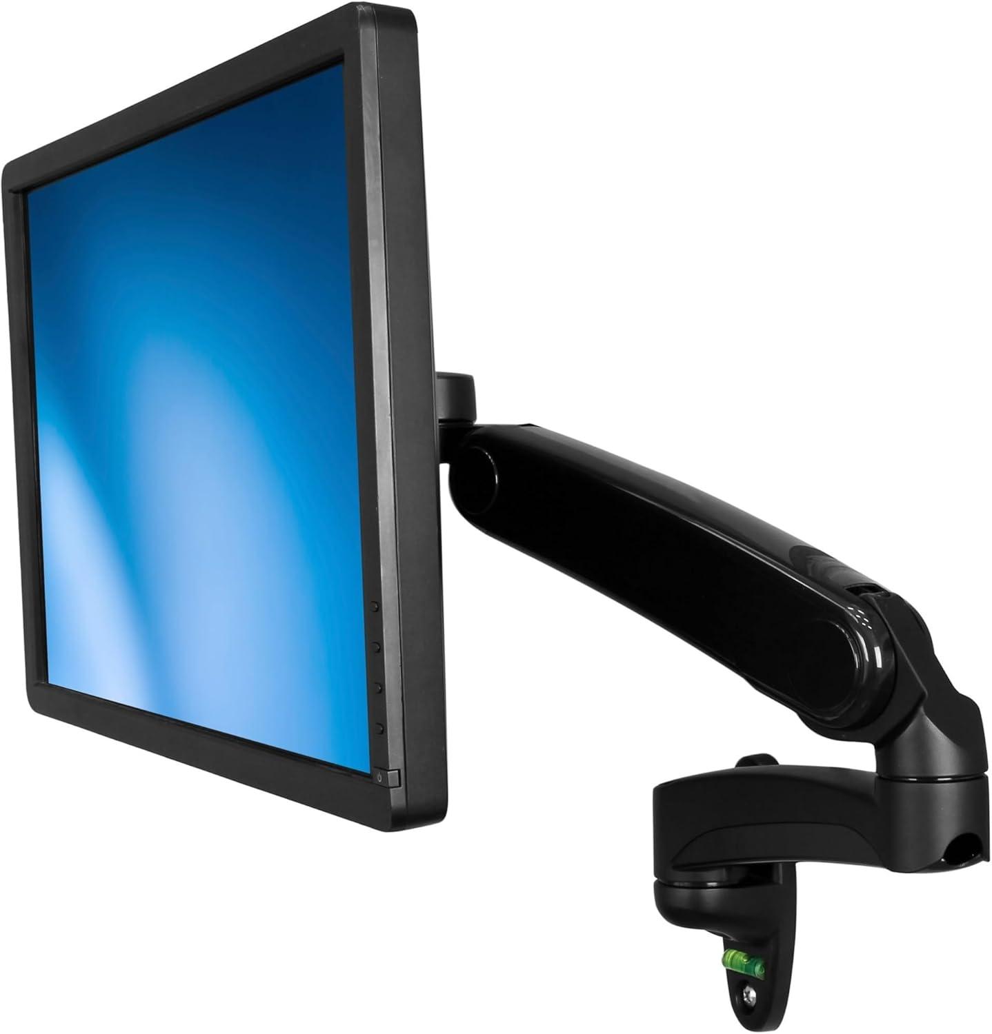 Black Full-Motion Wall Mount Monitor Arm with Gas Spring