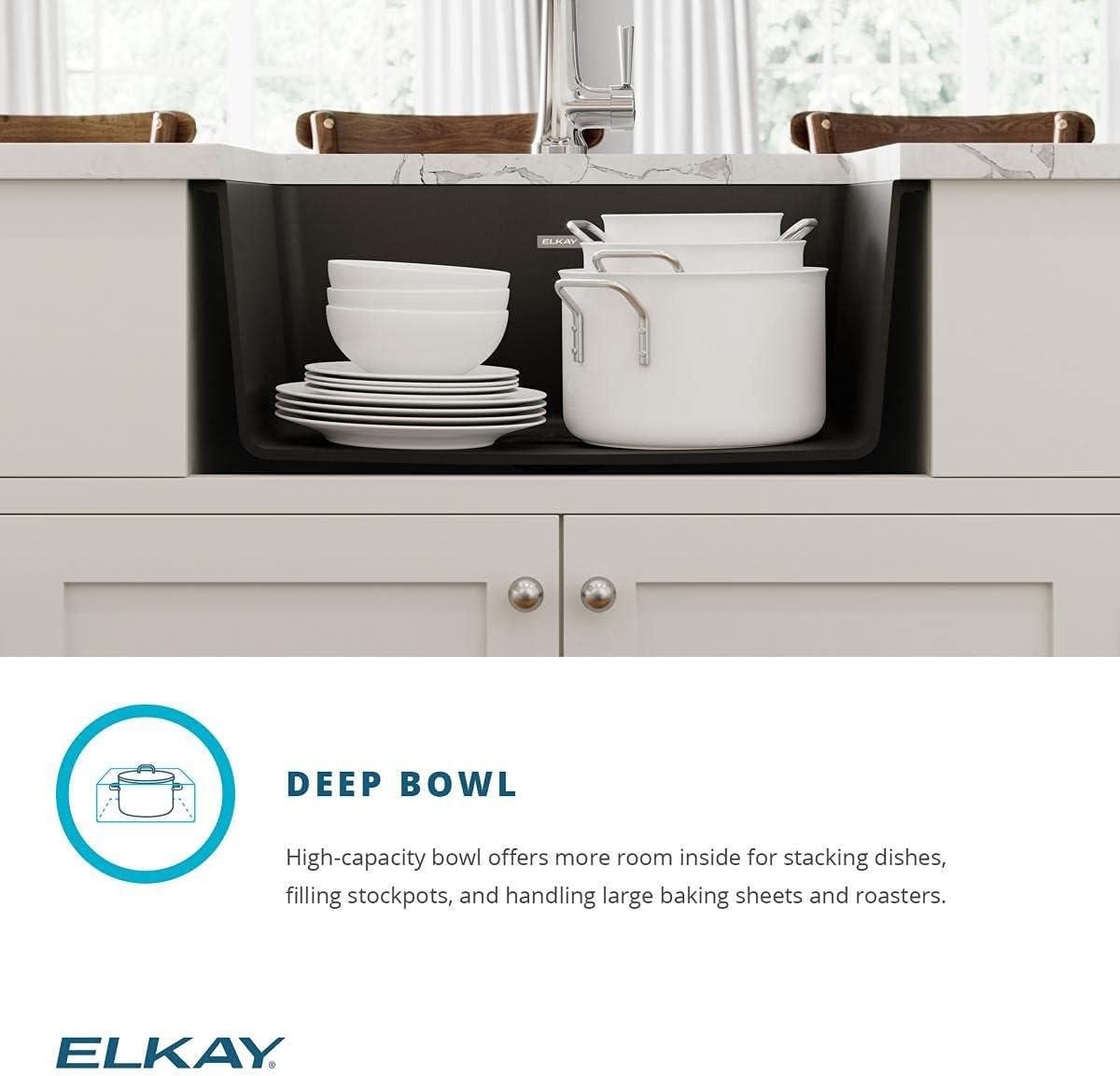 Elkay Quartz Classic 24" Rectangular Undermount Single Bowl Kitchen Sink,White