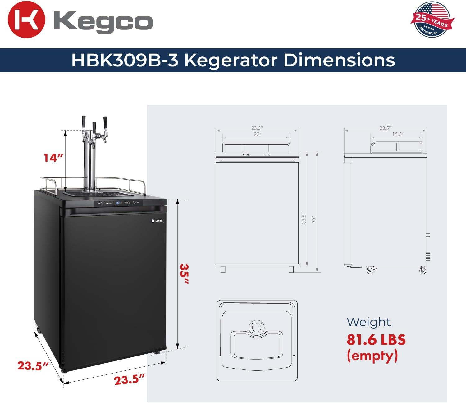 Kegco Kegco 5.6 Cubic Feet Triple Tap Freestanding Kegerator with Adjustable Temperature