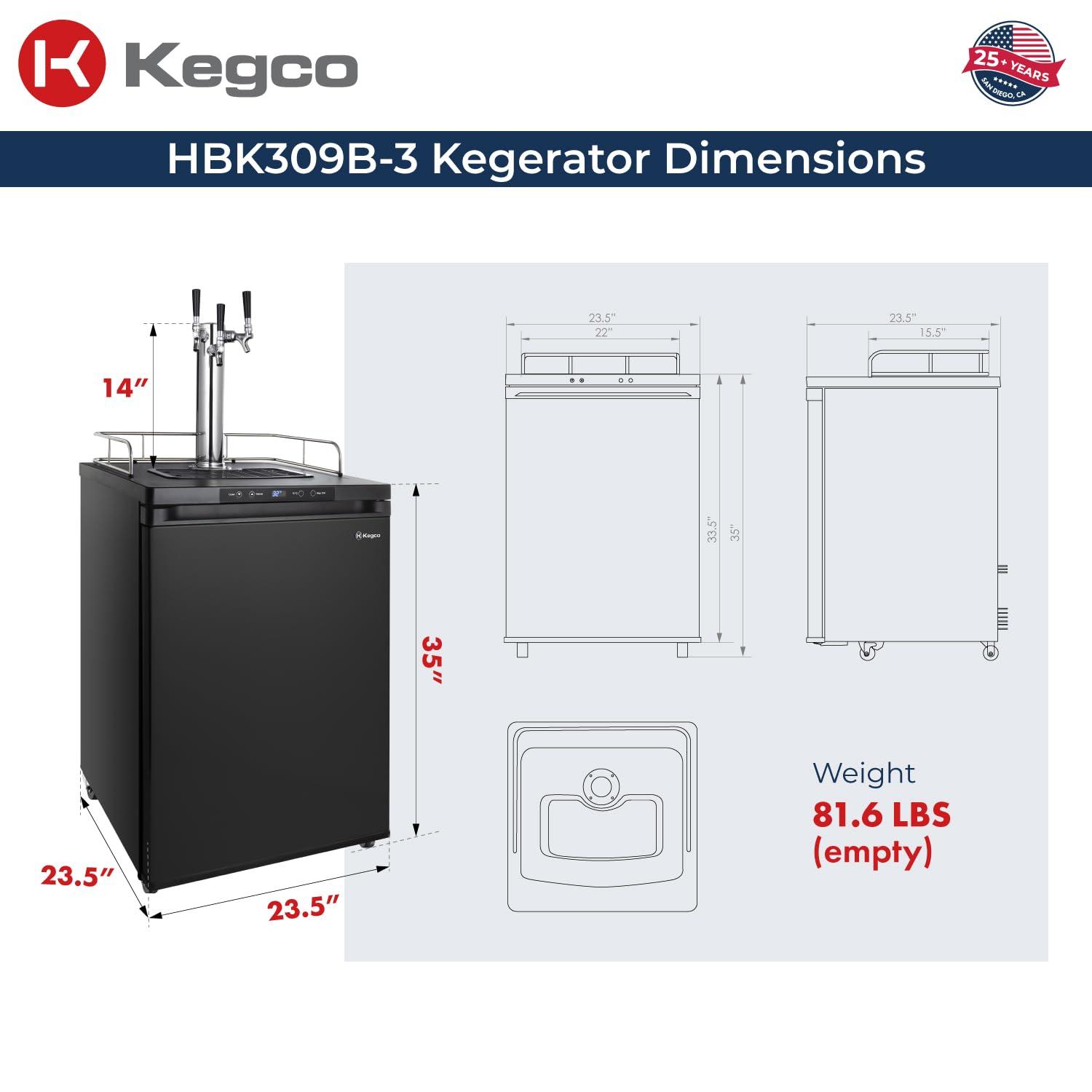 Kegco Kegco 5.6 Cubic Feet Triple Tap Freestanding Kegerator with Adjustable Temperature