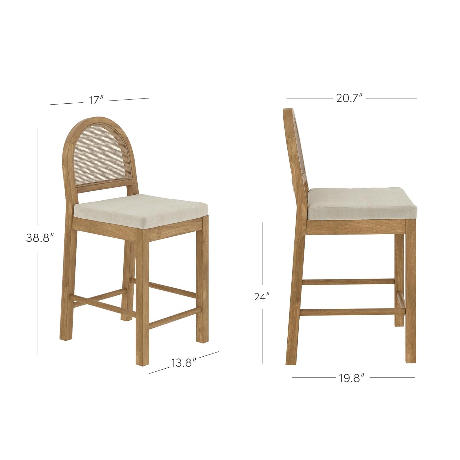 Nathan James Bailey Upholstered Counter Stool with Solid Wood Frame