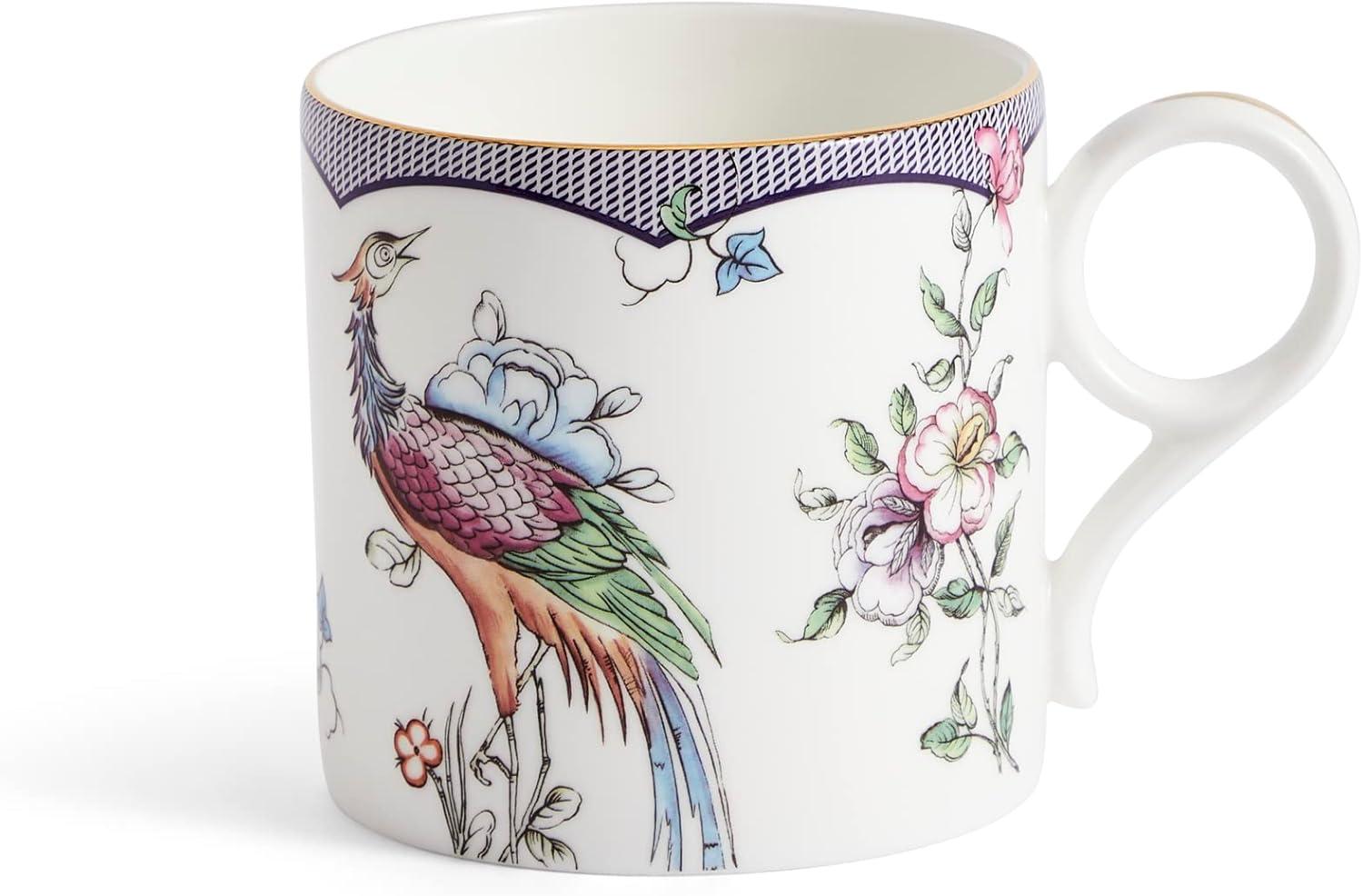 Fortune Blue Ceramic Floral Animal Print Mug