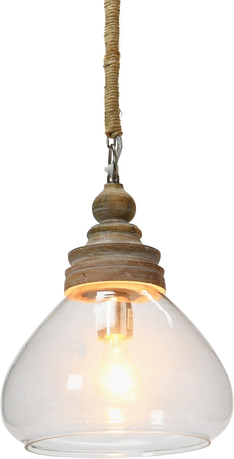 Creative Co-Op Distressed Mango Wood Ceiling Light, Brown and Natural