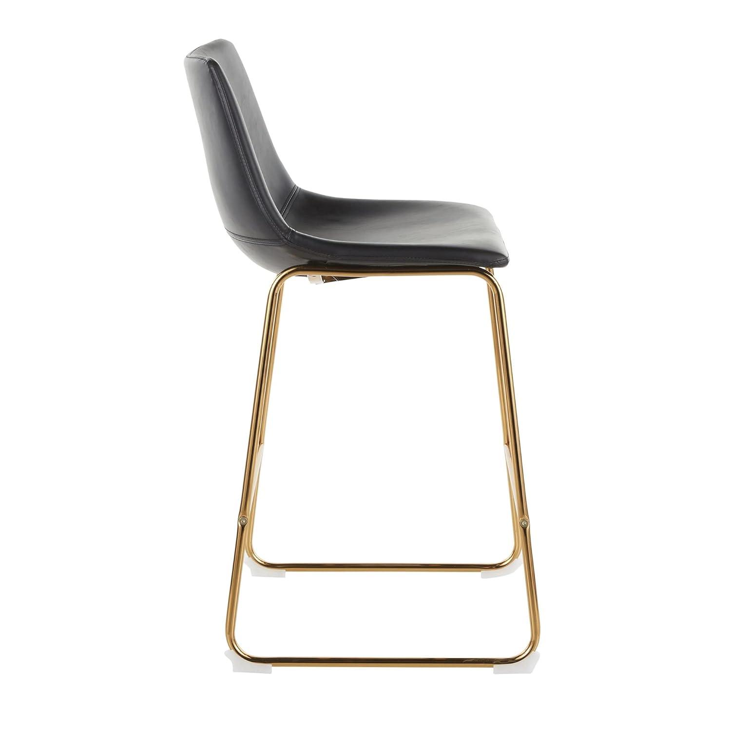 LumiSource Gold Metal, White PU Duke Counter Stool - Set of 2