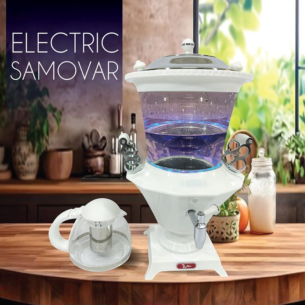 Ttak Houseware Ttak Houseware Electric Glass Samovar - Tea Maker Water Auto Shut Off Kettle Modern Design Overheat Boil-Dry Protection LED Temperature Glass Teapot