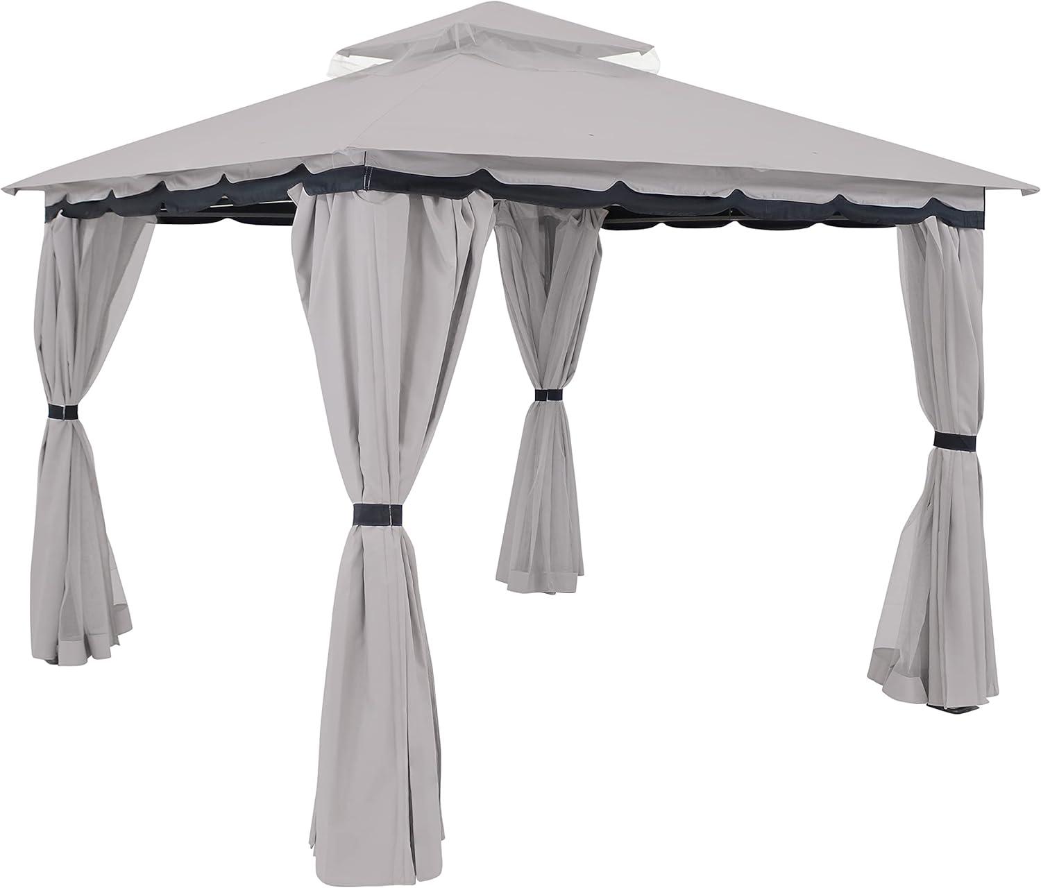Sunnydaze Soft Top Rectangle Patio Gazebo with Screens and Privacy Walls for Backyard, Garden or Deck - Gray