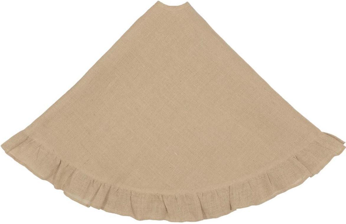 Natural Jute Burlap Christmas Tree Skirt with Ruffled Edging, 48"