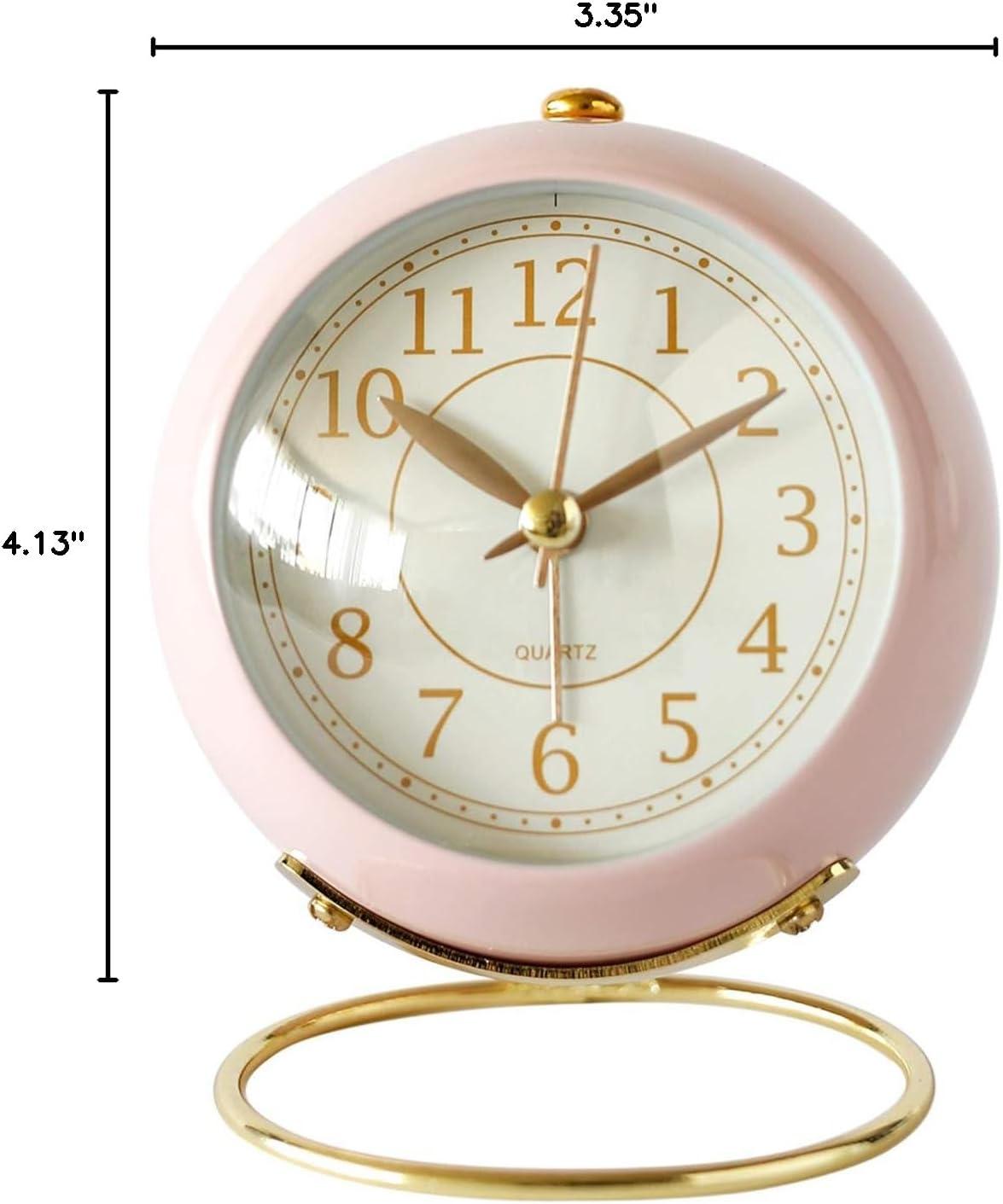 Angoily Creative Alarm Clock Bedside Desk Clock Luminous Table Clock Home Decoration without Battery Pink