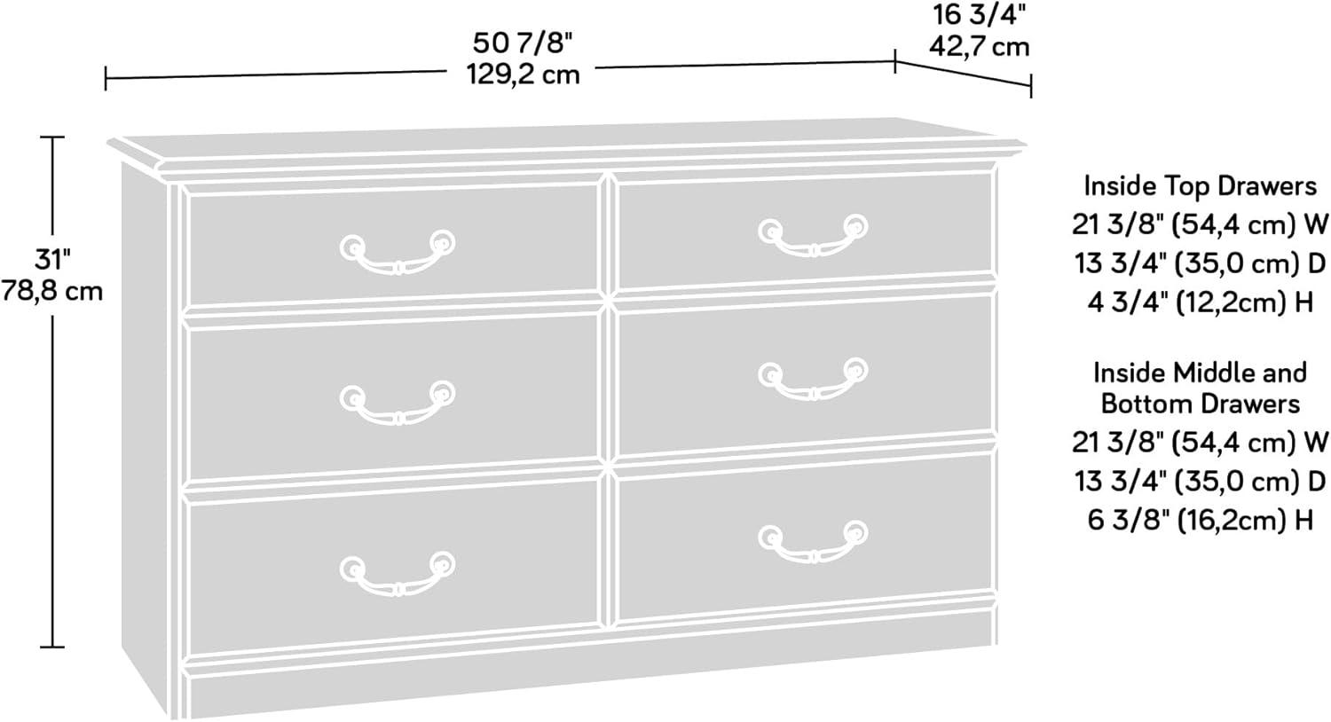 Sauder Orchard Hills 6 Drawer Dresser, Carolina Oak finish