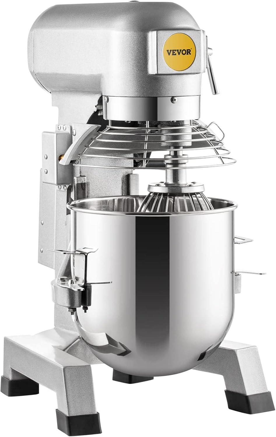 VEVOR 15-Quart Silver Stainless Steel Commercial Stand Mixer
