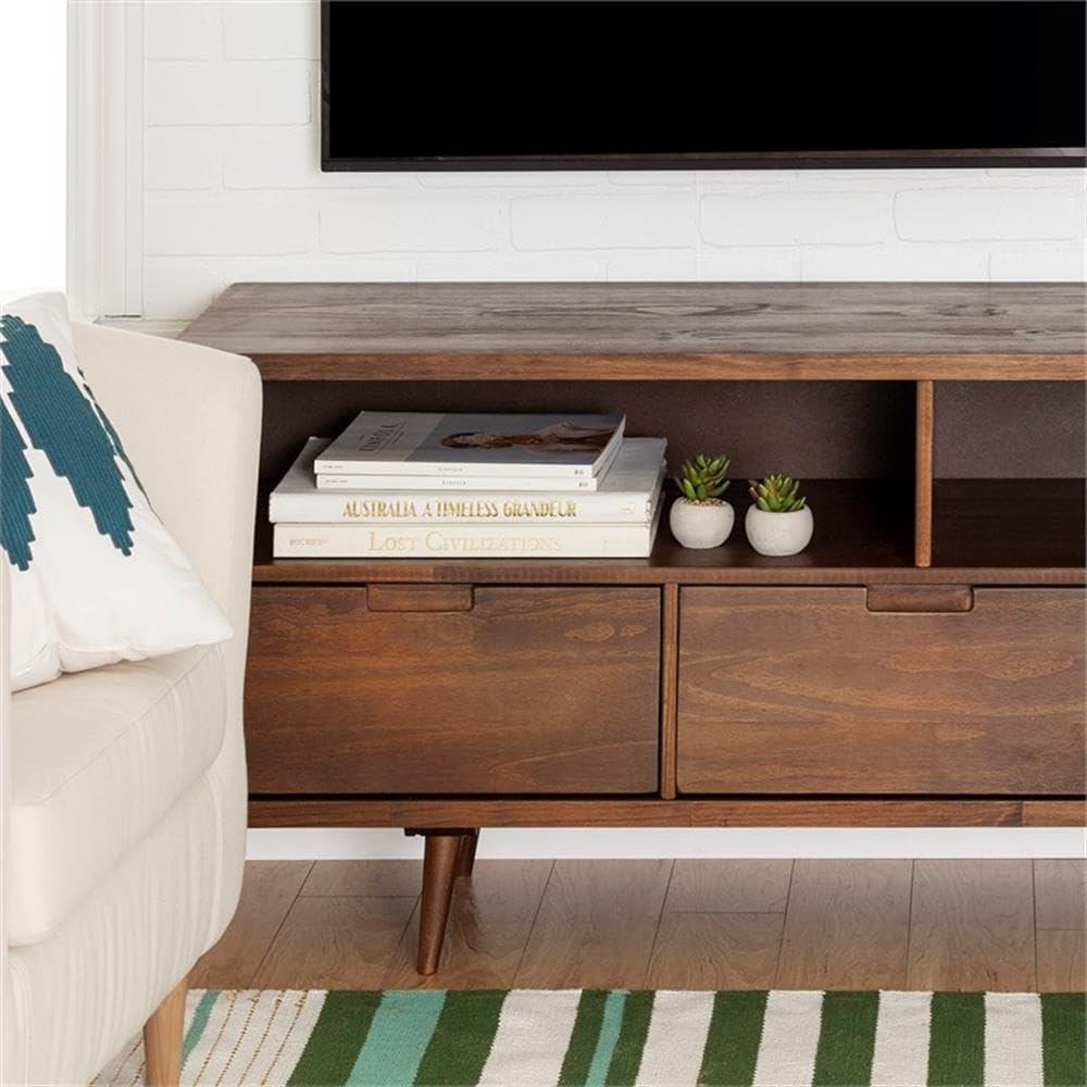 58" 3-Drawer Mid Century Modern TV Stand - Walnut