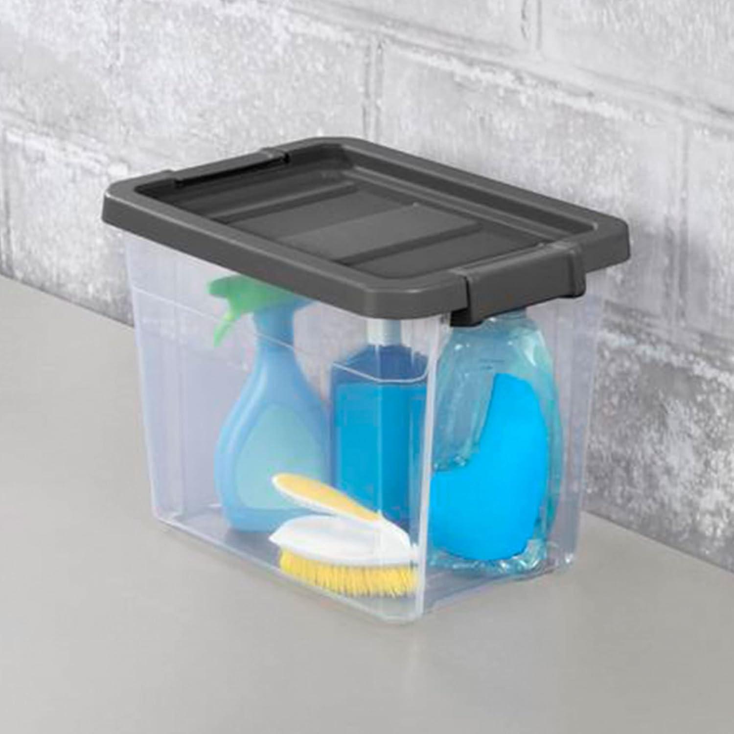 Flat Gray and Clear 30 Quart Stackable Storage Box